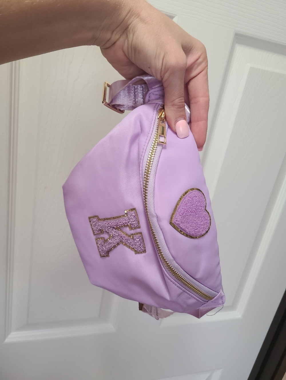 Lilac Heart Patch Belt Bag